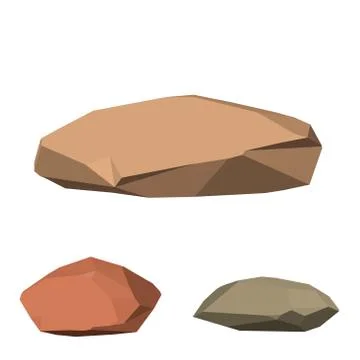 Polygonal stone. Isolated on white background. 3d Vector illustration. Иллюстрация