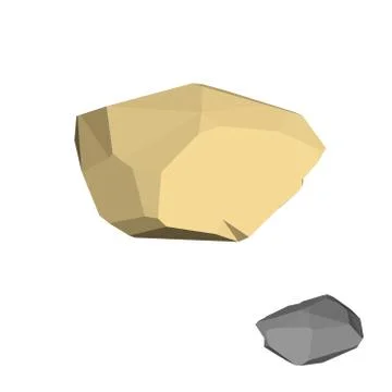 Polygonal stone.  Isolated on white background. Isometric view. 스톡 일러스트