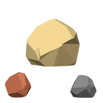 Polygonal stone. Isolated on white background. 3d Vector illustration. Stock Illustration