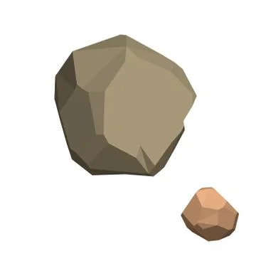 Polygonal stone.  Isolated on white background. Isometric view. 库存插图