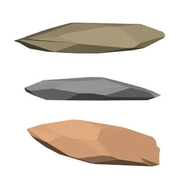Polygonal stone. Isolated on white background. 3d Vector illustration. Иллюстрация