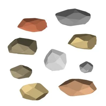 Polygonal stone set. Isolated on white background. Top view. 스톡 일러스트