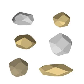 Polygonal stone set. Isolated on white background. Top view. Stock Illustration