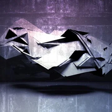 Polygonal structure with concrete texture, 3d Stock Illustration