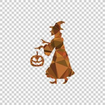 Polygonal style design halloween witch character clipart Stock Illustration