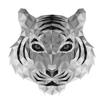 Polygonal tiger head. Low poly tiger Stock Illustration