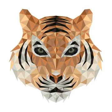 Polygonal tiger head. Low poly tiger Stock Illustration