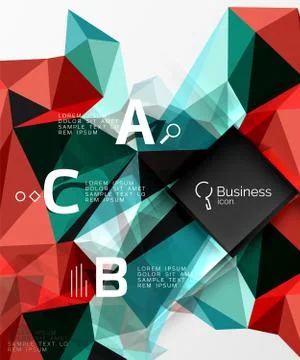 Polygonal triangle abstract background with infographics Stock Illustration