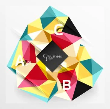 Polygonal triangle abstract background with infographics Stock Illustration
