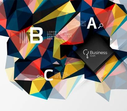Polygonal triangle abstract background with infographics Stock Illustration