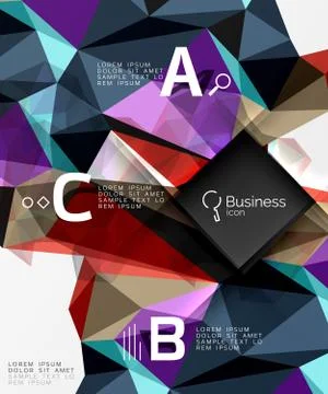 Polygonal triangle abstract background with infographics Stock Illustration