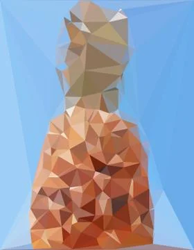 Polygonal triangle pineapple on blue background 库存插图