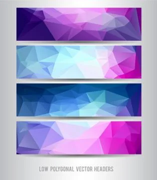 Polygonal vector header set Stock Illustration