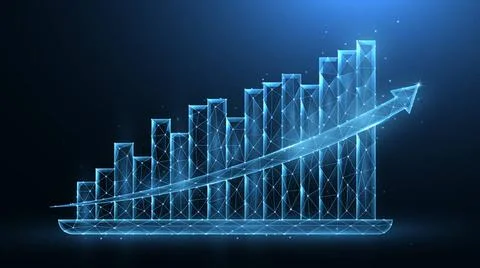 Polygonal vector illustration of analytical graphics on a dark blue backgr... Stock Photos