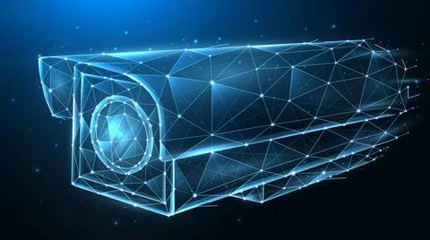 Polygonal vector illustration of CCTV Camera, Videocam or security camera ... Stock Photos