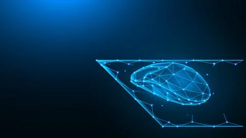 Polygonal vector illustration of a computer mouse on a dark blue background. Stock Illustration
