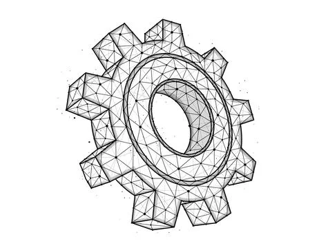 Polygonal vector illustration of a gear wheel or gear. Mechanism concept in g Stock Illustration