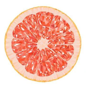 Polygonal vector illustration of a grapefruit slice Stock Illustration