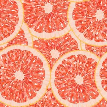 Polygonal vector illustration of a grapefruit slice seamless pattern Stock Illustration