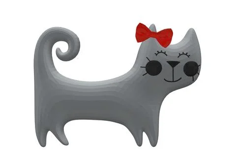 Polygonal Vector Illustration of happy cat. Cute funny tabby kitten with small Stock Illustration