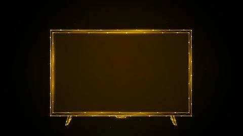 Polygonal vector illustration of led or lcd TV on black background. Modern tv Stock Illustration