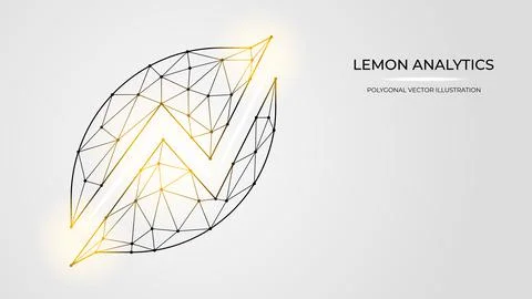 Polygonal vector illustration of Lemon analytics made of dots and lines isola Stock Illustration