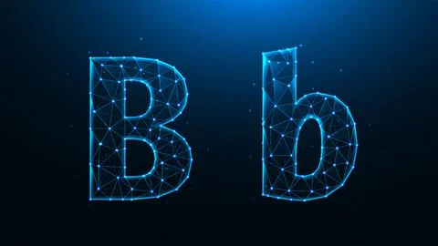 Polygonal vector illustration of letter B on a dark blue background. Stock Illustration
