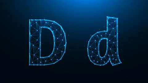 Polygonal vector illustration of letter D on a dark blue background. Stock Illustration