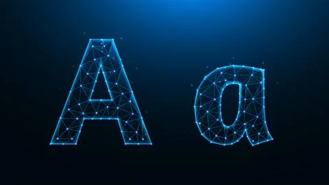 Polygonal vector illustration of letter A on a dark blue background. Stock Illustration