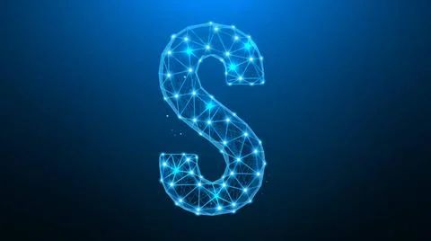 Polygonal vector illustration of the letter S on a dark blue background. P... Stock Photos