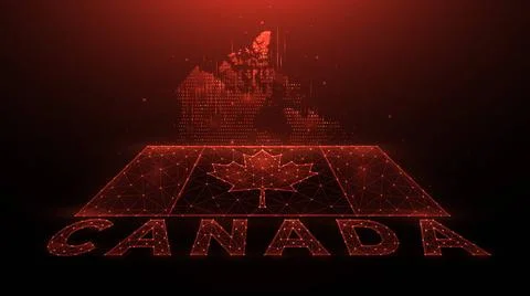  Polygonal vector illustration of map and flag of Canada. Abstract banner ... Stock Photos
