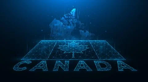  Polygonal vector illustration of map and flag of Canada. Abstract banner ... Stock Photos