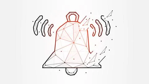 Polygonal vector illustration notification message bell, alert or alarm creat Stock Illustration