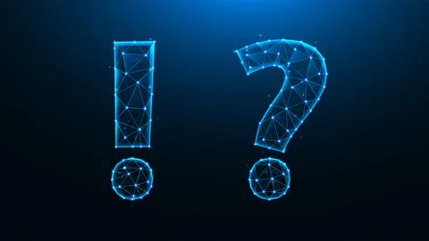 Polygonal vector illustration of question mark and exclamation mark. Illustrazione stock