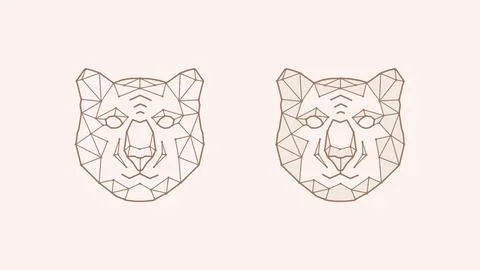 Polygonal vector illustration of a tiger. Abstract tiger head symbol isolated Stock Illustration