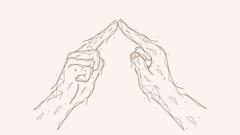 Polygonal vector illustration of touching fingers. The concept of friendship  Stock Illustration