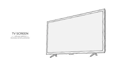 Polygonal vector illustration of a TV screen. Led or lcd display low poly art Stock Illustration