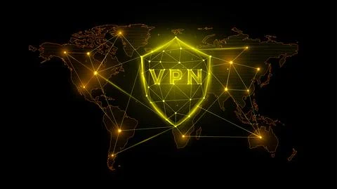 Polygonal vector illustration of a virtual private network, shield with vpn a Stock Illustration