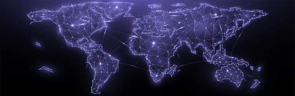 Polygonal vector map of the world, globalization concept. Communication betwe Stock Illustration