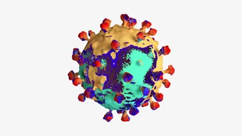 Polygonal virus changes color Stock Footage 142798188