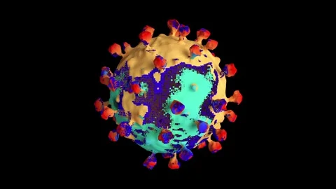 Polygonal virus changes color Stock Footage 143325623