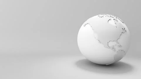 Polygonal white globe on white background , global and abstract ideas ,3d r.. Stock Photos
