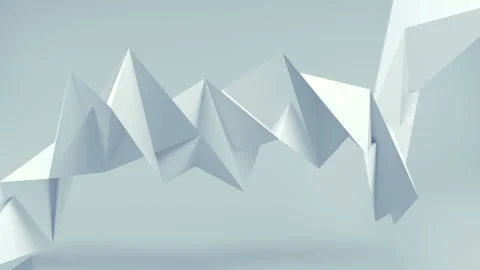 Polygonal white shape seamless loop 3D render animation 4k UHD 3840x2160 Stock Footage 101862120