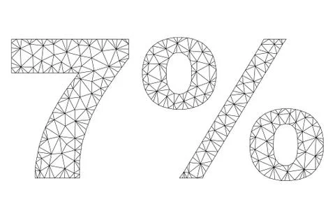 Polygonal Wire Frame 7% Text Label 스톡 일러스트