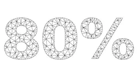 Polygonal Wire Frame 80% Text Label Stock Illustration