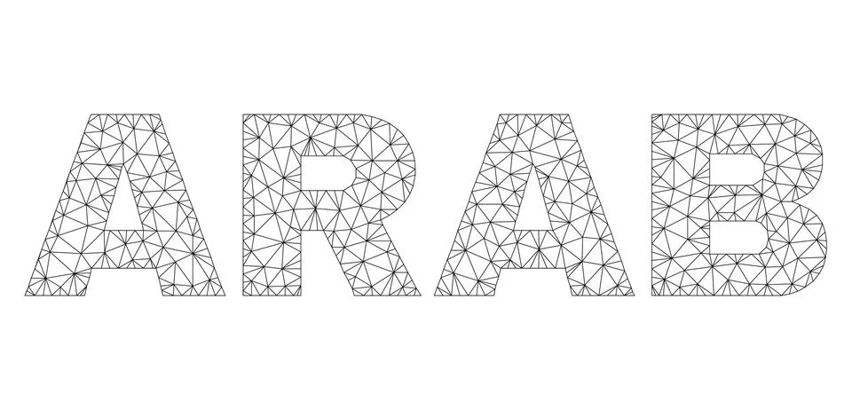 Polygonal Wire Frame ARAB Text Caption Stock Illustration
