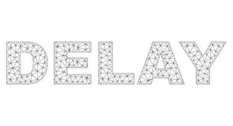 Polygonal Wire Frame DELAY Text Label Stock Illustration