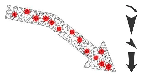 Polygonal Wire Frame Fail Trend Icon with Virus Elements Stock Illustration