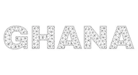 Polygonal Wire Frame GHANA Text Caption Stock Illustration