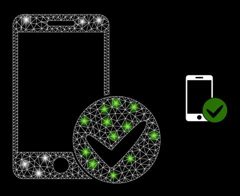 Polygonal Wire Frame Mesh Approved Smartphone with Light Spots Stock Illustration